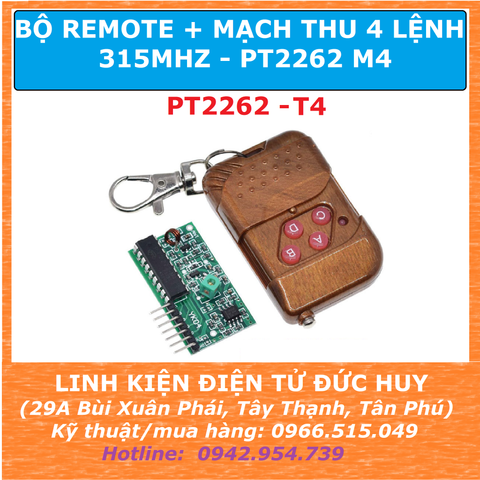 BỘ ĐIỀU KHIỂN TỪ XA 4 LỆNH 315MHZ  T4