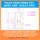PULY GT2 ĐÔI 20 RĂNG, BƯỚC RĂNG 2MM, BẢN RỘNG 9mm, TRỤC 5mm