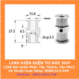 PULY GT2 ĐÔI 20 RĂNG, BƯỚC RĂNG 2MM, BẢN RỘNG 9mm, TRỤC 5mm