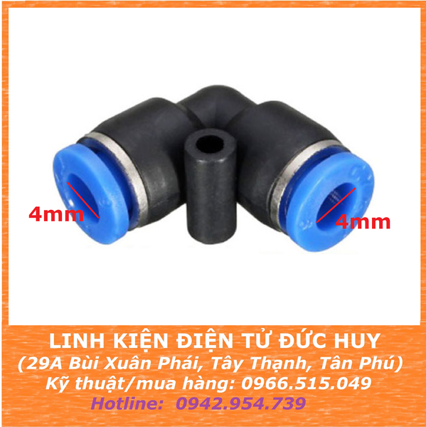 PV4 ĐẦU NỐI, ĐẦU CHIA ỐNG KHÍ NÉN CHỮ L 4mm - 4mm