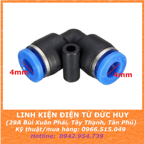 PV4 ĐẦU NỐI, ĐẦU CHIA ỐNG KHÍ NÉN CHỮ L 4mm - 4mm