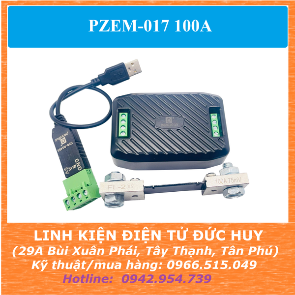 PEACEFAIR PZEM-017 100A module đo và giám sát điện năng DC giao tiếp qua RS485 (bộ full đầy đủ thiết bị)