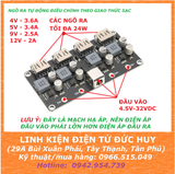 MẠCH HẠ ÁP SẠC NHANH 4 CỔNG USB QC3.0/QC2.0, CÔNG SUẤT 24W