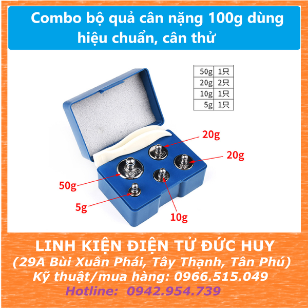 Combo bộ quả cân nặng 100g dùng hiệu chuẩn, cân thử