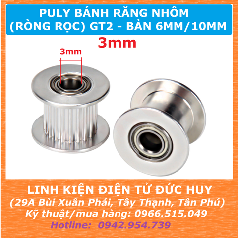 Puly ròng rọc GT2 20 răng trục 3mm bản rộng 6mm