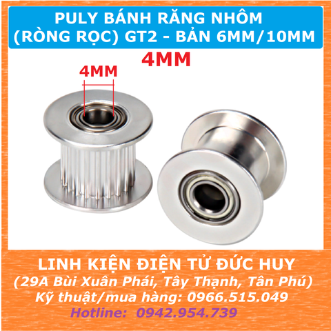 Puly ròng rọc GT2 20 răng, trục 4mm, bản rộng 6mm