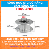 Puly ròng rọc GT2 20 răng trục 3mm bản rộng 6mm