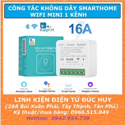 CÔNG TẮC KHÔNG DÂY SMARTHOME WIFI MINI 1 KÊNH