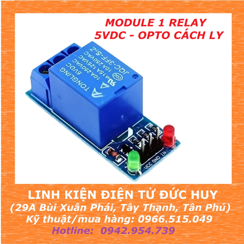 Module 1 relay 5VDC opto cách ly, kích mức cao