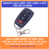 ĐIỀU KHIỂN TỪ XA, REMOTE SAO CHÉP, HỌC LỆNH 4 NÚT, TẦN SỐ 315MHZ,
