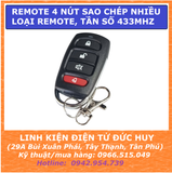 ĐIỀU KHIỂN TỪ XA, REMOTE SAO CHÉP, HỌC LỆNH 4 NÚT, TẦN SỐ 433MHZ