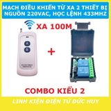 MẠCH ĐIỀU KHIỂN TỪ XA BẬT TẮT 2 THIẾT BỊ SÓNG RF 220VAC, HỌC LỆNH 433MHZ