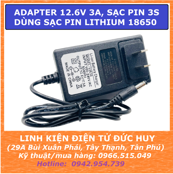 Nguồn adapter 12V6 12.6V 3A, sạc pin 12V6 12.6V 3A dùng sạc pin lithium