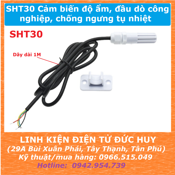 SHT30 I2C Cảm biến nhiệt độ độ ẩm đầu dò chống thấm nước cấp công nghiệp, chống ngưng tụ nhiệt
