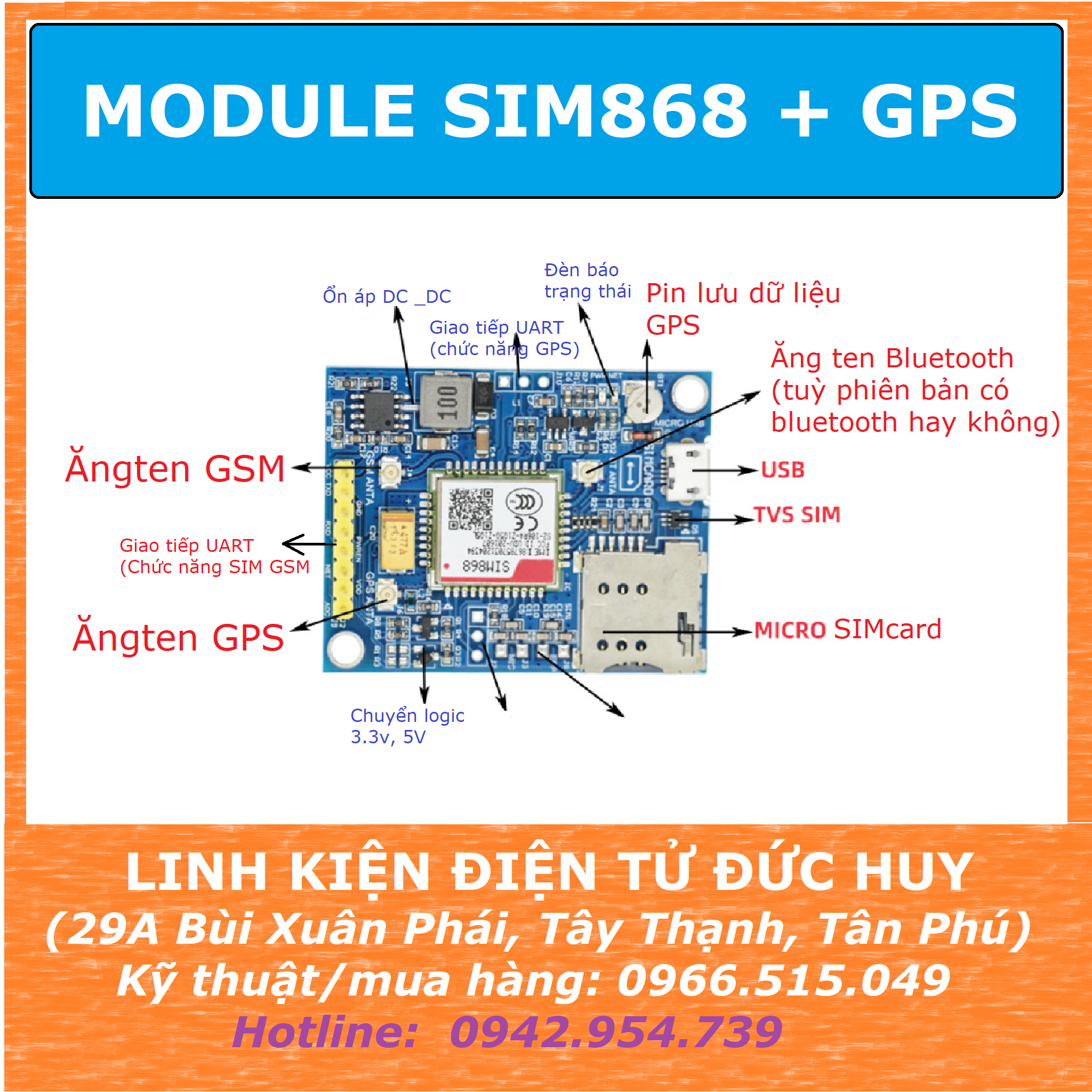 Module SIM868 GSM GPS (có kèm ăngten GPS) – LINH KIỆN ĐIỆN TỬ ĐỨC HUY ...