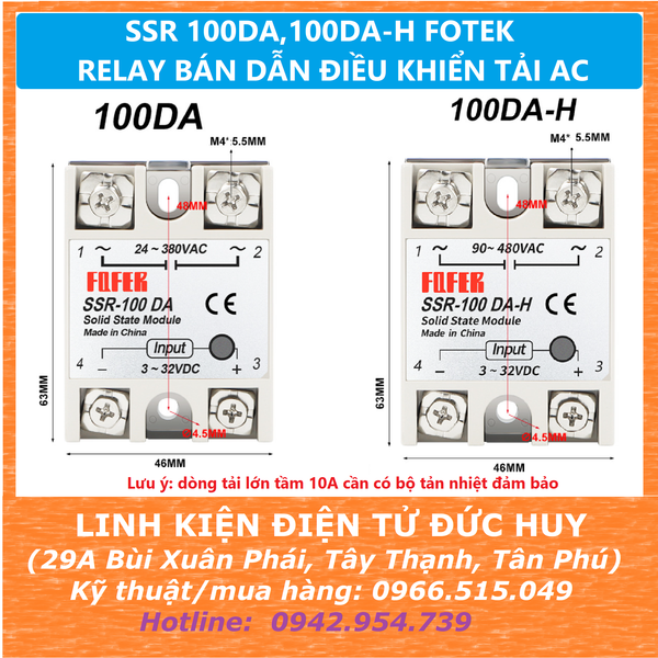 SSR 100DA 100DA-H FOTEK RELAY BÁN DẪN ĐIỀU KHIỂN TẢI AC