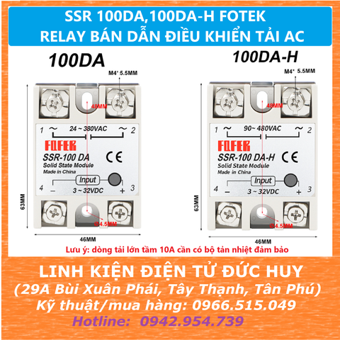 SSR 100DA 100DA-H FOTEK RELAY BÁN DẪN ĐIỀU KHIỂN TẢI AC