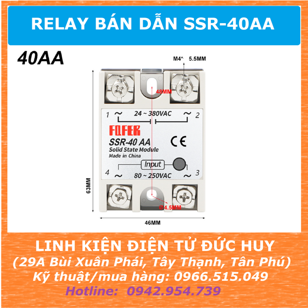 RELAY BÁN DẪN SSR 40AA (40 ampe)
