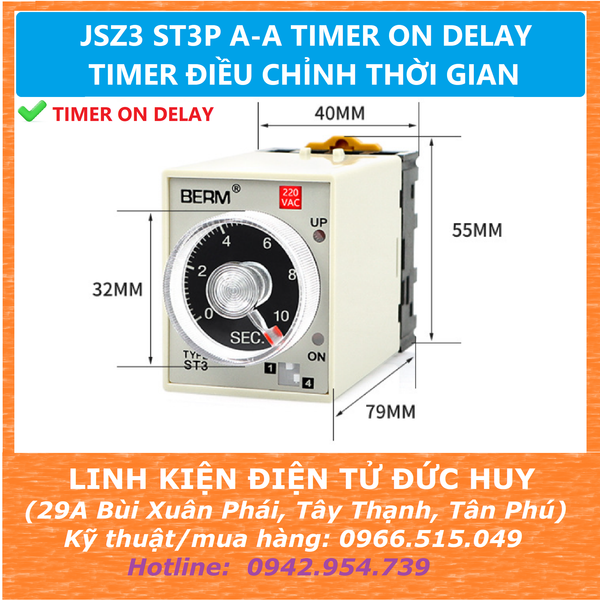 JSZ3 ST3P A-A TIMER ON TRỄ TIMER ĐIỀU CHỈNH THỜI GIAN HÃNG BERM