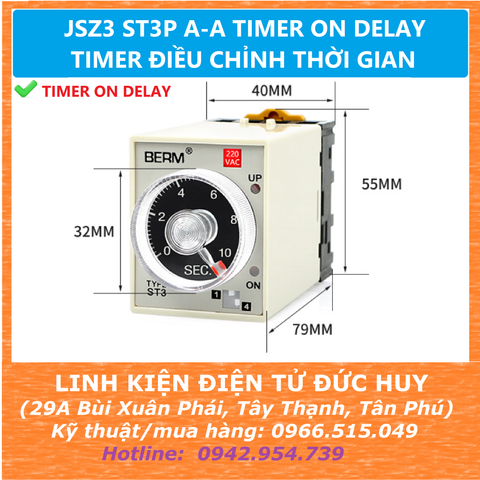 JSZ3 ST3P A-A TIMER ON TRỄ TIMER ĐIỀU CHỈNH THỜI GIAN HÃNG BERM