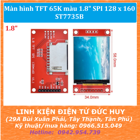 MÀN HÌNH 1.8 TFT 65 màu 1.8