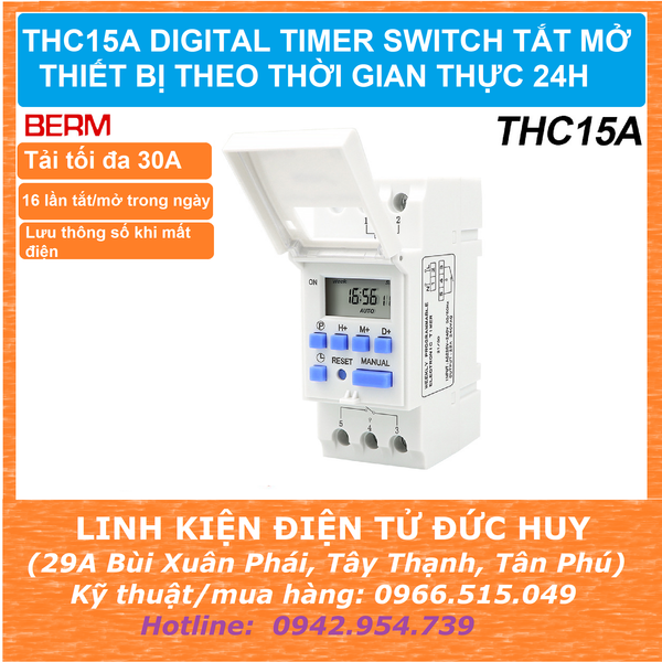 THC15A DIGITAL TIMER SWITCH TẮT MỞ THIẾT BỊ THEO THỜI GIAN THỰC 24H
