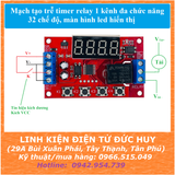 Mạch tạo trễ timer relay 1 kênh đa chức năng, 32 chế độ, màn hình led 12VDC 24VDC