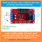 Mạch tạo trễ timer relay 1 kênh đa chức năng, 32 chế độ, màn hình led 12VDC 24VDC