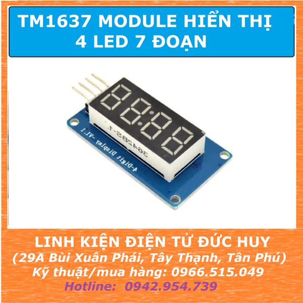 TM1637 module hiển thị thời gian đồng hồ 4 led 7 đoạn