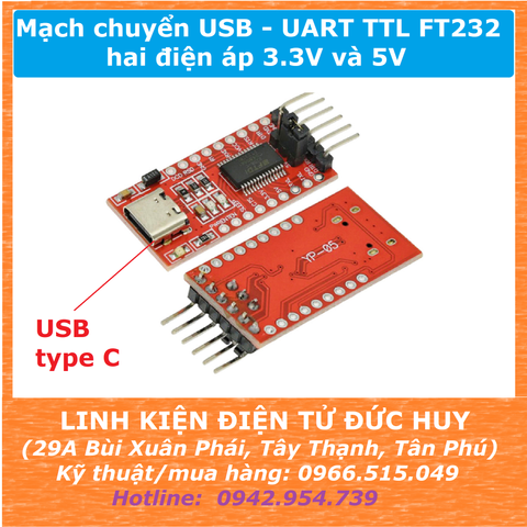 Mạch chuyển đổi USB UART TTL FT232 (3.3V và 5V) Type C USB