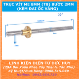 Trục vít me 8mm T8, bước 2mm 150mm (15cm)