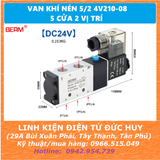 Van khí nén 5/2 4V210-8, điều hướng 5 cửa 2 vị trí (điện áp coil 24V 220V) - BERM