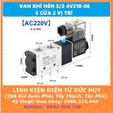 Van khí nén 5/2 4V210-8, điều hướng 5 cửa 2 vị trí (điện áp coil 24V 220V) - BERM