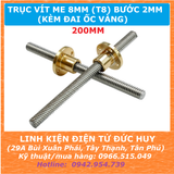 Trục vít me 8mm T8, bước 2mm 200mm (20cm)