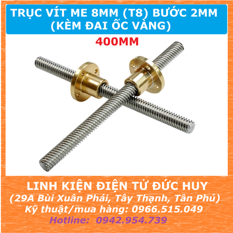 Trục vít me 8mm T8, bước 2mm 400mm (40cm)