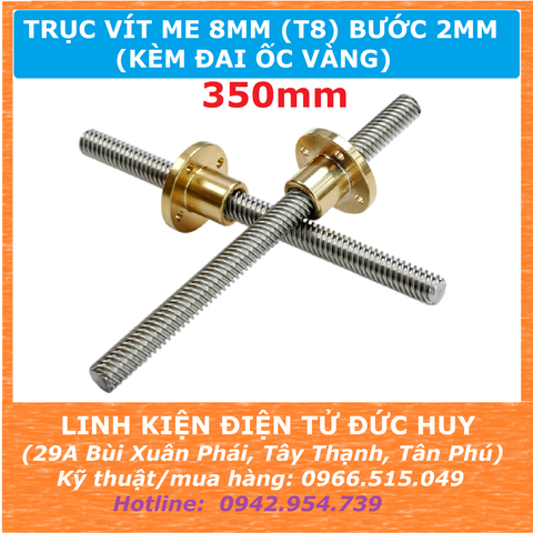 Trục vít me 8mm T8, bước 2mm 350mm (35cm)