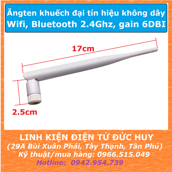 Ăngten khuếch đại tín hiệu không dây sóng WiFi Bluetooth 2.4Ghz 6dbi