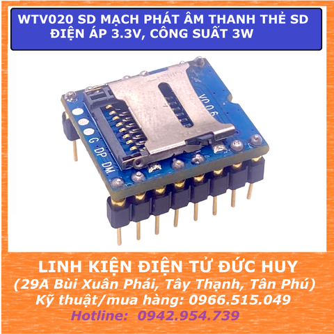 WTV020-16P SD MẠCH KÍCH PHÁT ÂM THANH, GIỌNG NÓI TỪ THẺ NHỚ SD, CÔNG SUẤT 3W