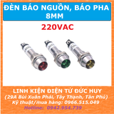 ĐÈN BÁO NGUỒN, ĐÈN BÁO PHA XD8 8MM 220VAC