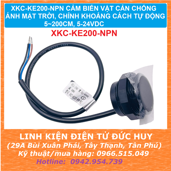 XKC-KE200-NPN CẢM BIẾN VẬT CẢN CHỐNG ÁNH MẶT TRỜI, CHỈNH KHOẢNG CÁCH TỰ ĐỘNG 5~200CM, 5-24VDC