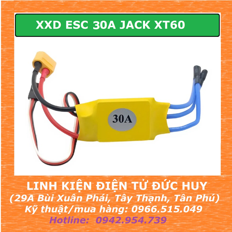 XXD ESC 30A JACK XT60, MẠCH ĐIỀU TỐC ĐỘNG CƠ KHÔNG CHỔI THAN ( BỘ ĐẦY ĐỦ CHÂN KẾT NỐI )