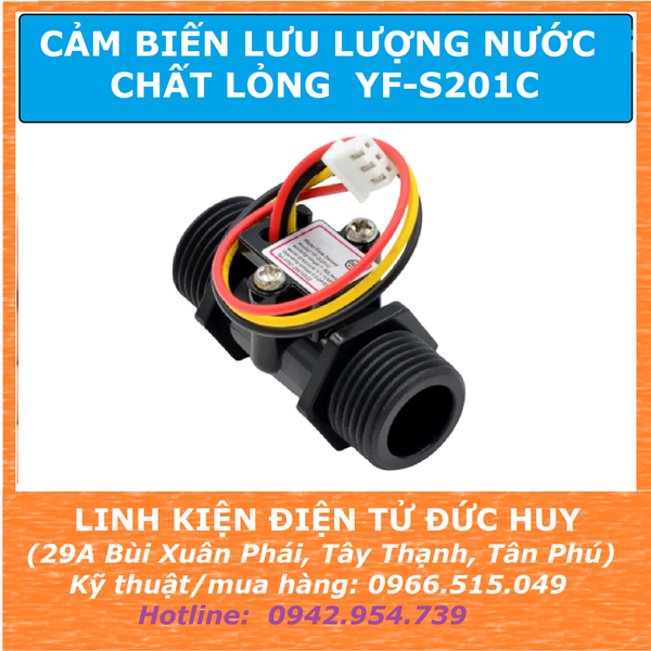 Cảm biến HALL lưu lượng nước, chất lỏng YF-S201C DN15 (21mm)