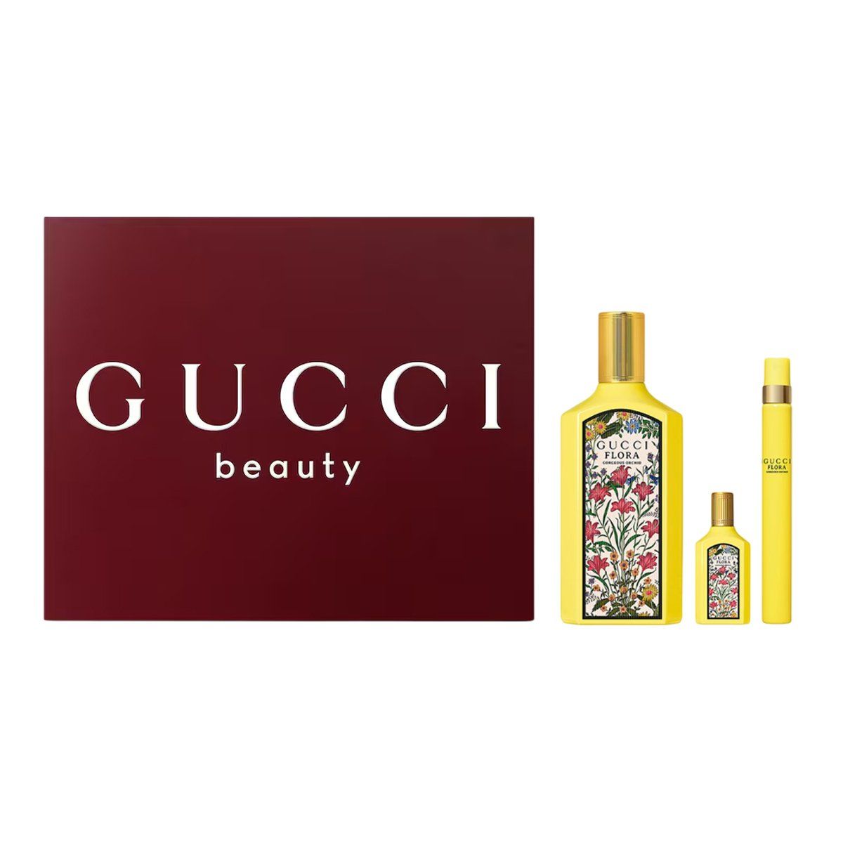  Giftset Gucci Flora Gorgeous Orchid 3pcs (EDP 100ml & EDP 5ml & EDP 10ml) 
