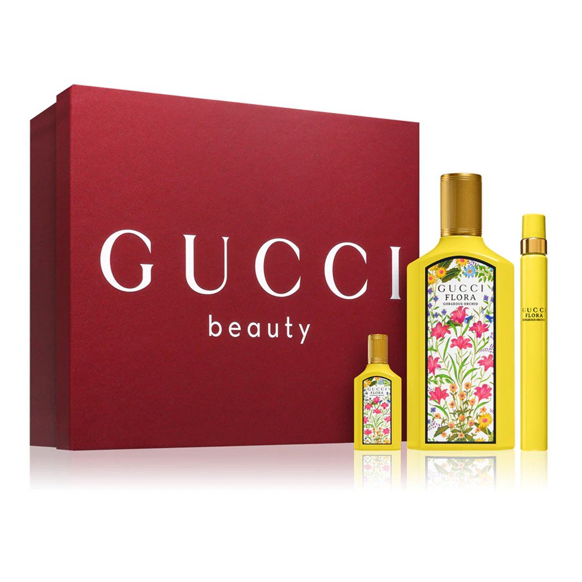  Giftset Gucci Flora Gorgeous Orchid 3pcs (EDP 100ml & EDP 5ml & EDP 10ml) 