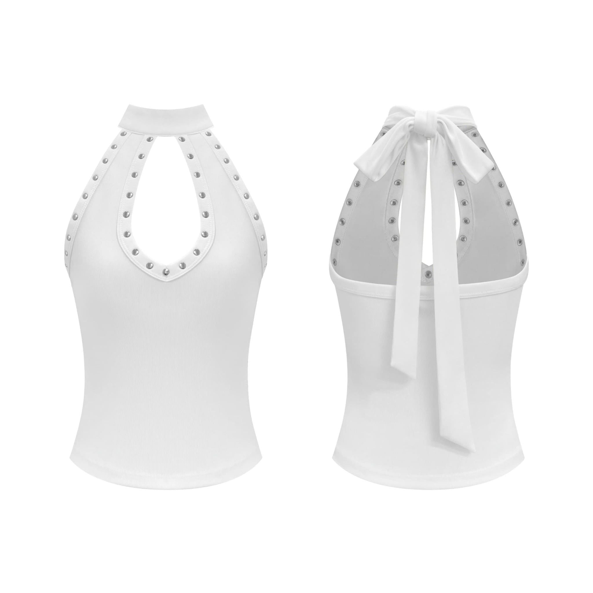  Áo cổ yếm khoét ngực đinh tán sexy ZIFAN- KILLSYSTEM 