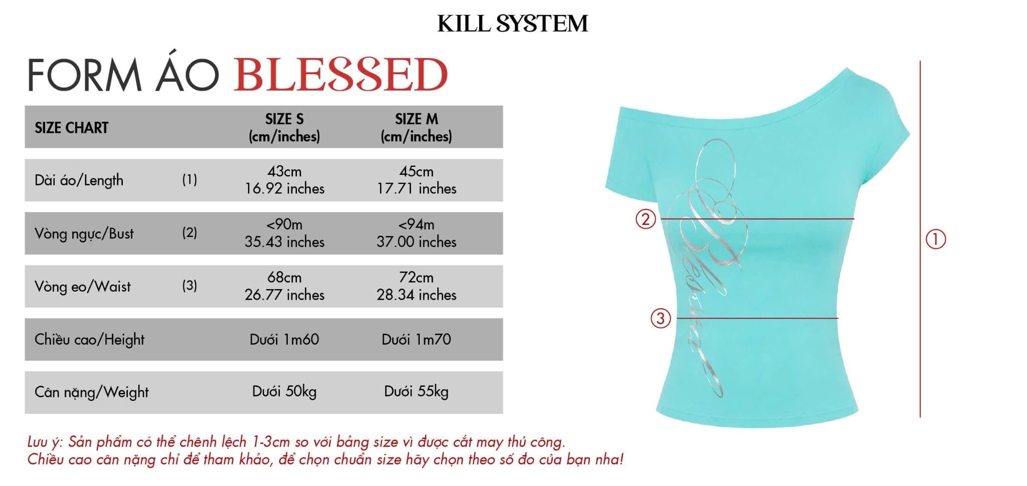  Áo thun lệch vai in nhũ bạc metalic BLESSED - KILLSYSTEM 
