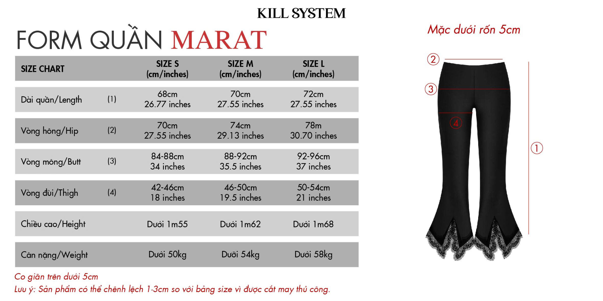  Quần thun dáng lửng phối ren MARAT - KILLSYSTEM 