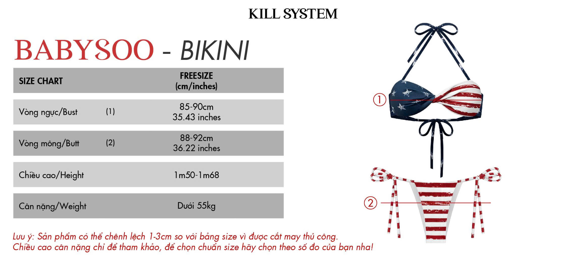  Bikini hai mảnh in cờ Mỹ gợi cảm BABYSOO - KILLSYSTEM 