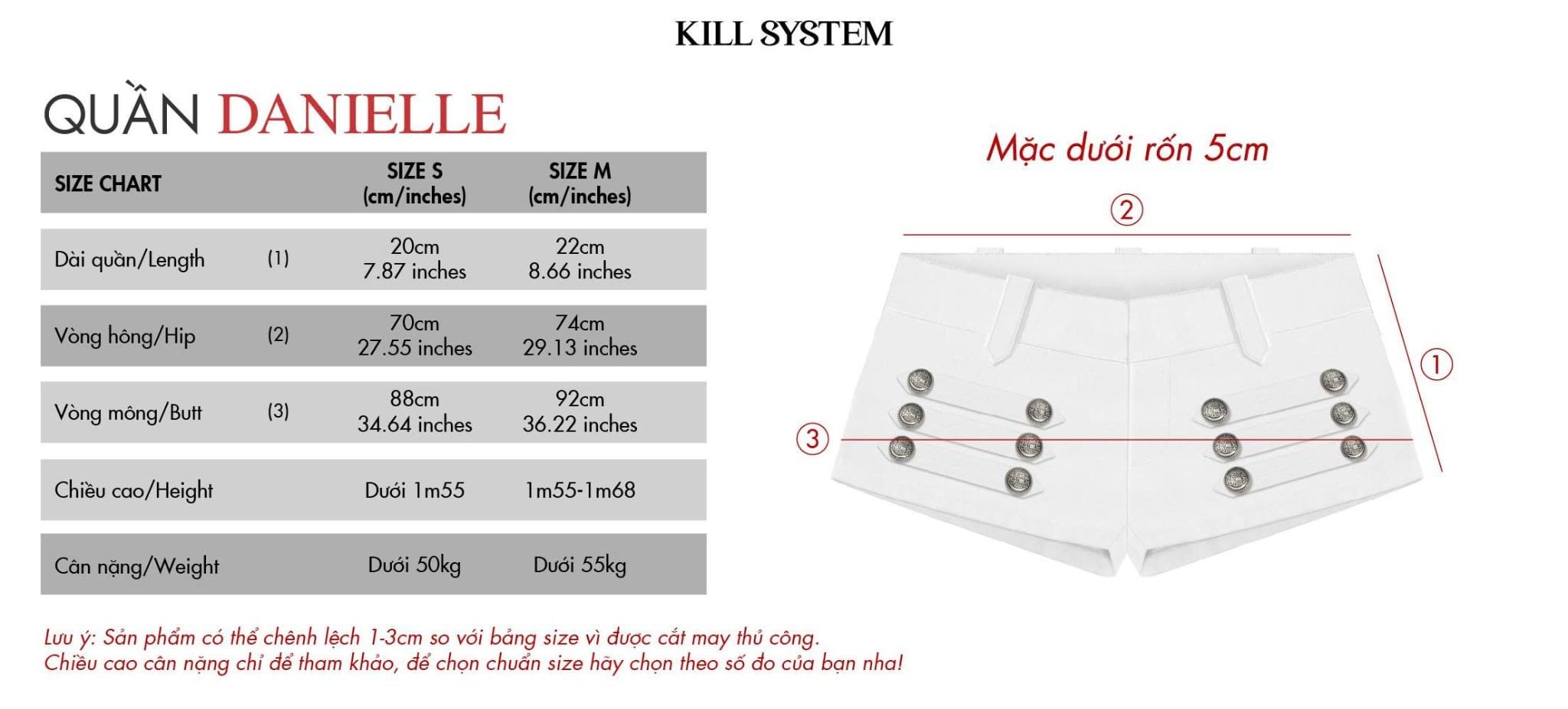  Quần short kaki co giãn phối nút DANIELLE - KILLSYSTEM 