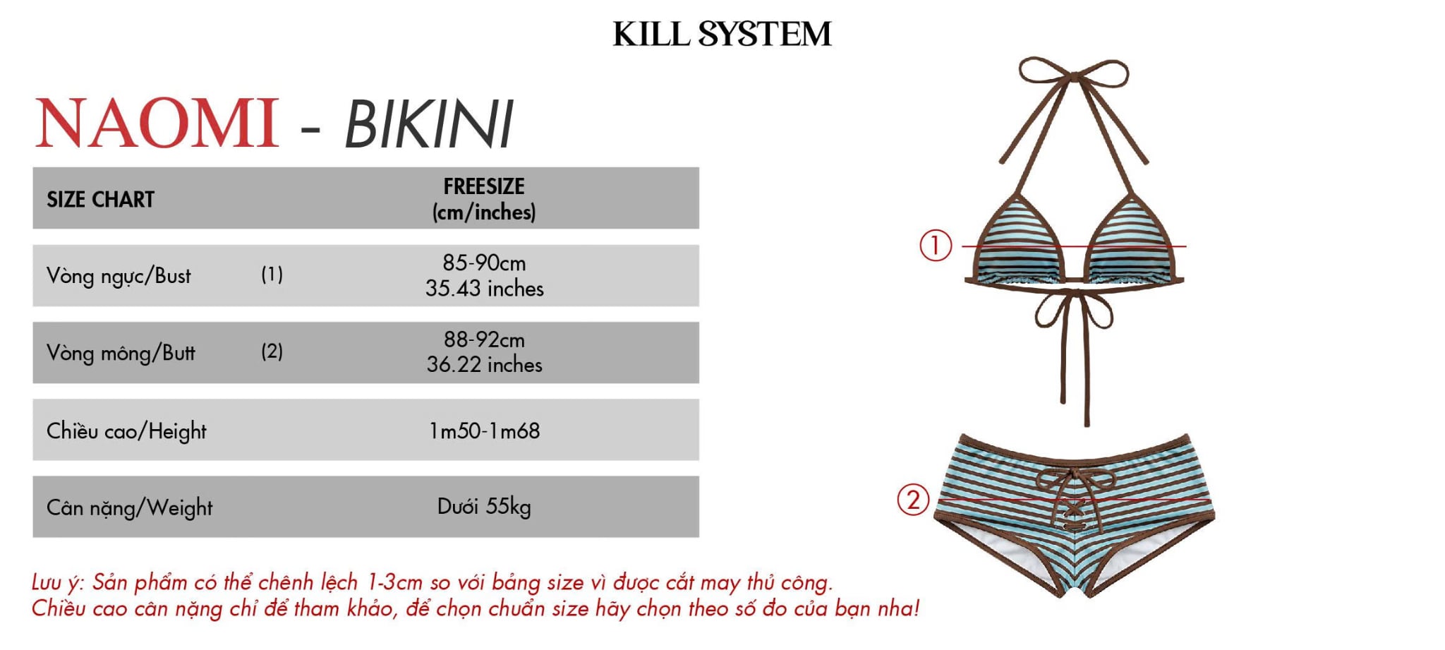  Set bikini hai mảnh quần short sọc ngang NAOMI - KILLSYSTEM 